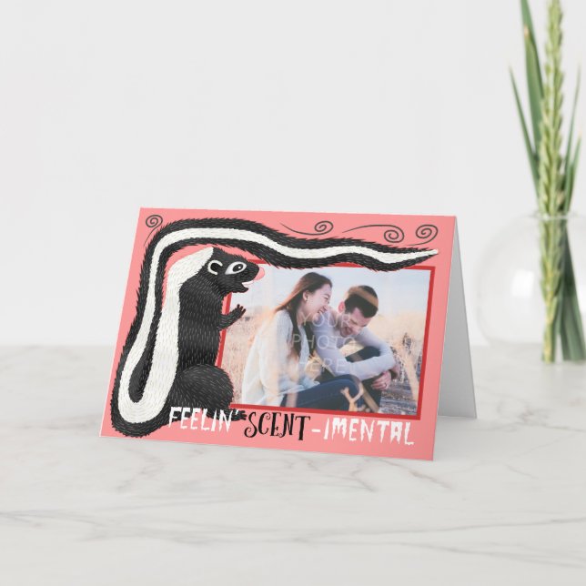 Tarjeta Festiva Gracioso Feliz Día de San Valentín Amor zorrillo | (Anverso)