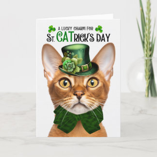 Tarjeta Festiva Gracioso gato abisino con encanto en St. CATrick