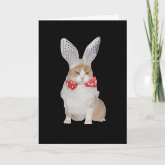 Tarjeta Festiva Gracioso Gato Conejo Valentine