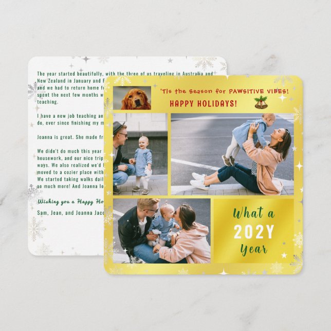 Tarjeta Festiva Gracioso Gato de Perro 4 Fotos Felices Festividade (Anverso / Reverso)