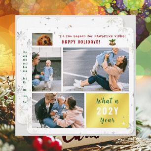 Tarjeta Festiva Gracioso Gato de Perro 4 Fotos Felices Fiestas