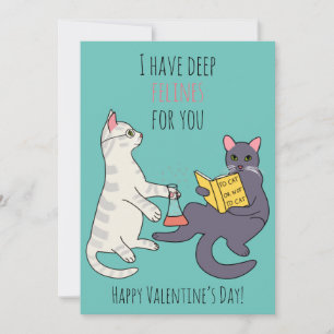 Tarjeta Festiva Gracioso gato felina ilustracion Día de San Valent