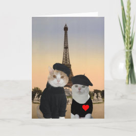 Tarjeta Festiva Gracioso gato/Kitty Valentine francés para marido