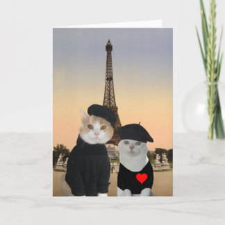 Tarjeta Festiva Gracioso gato/Kitty Valentine francés para marido