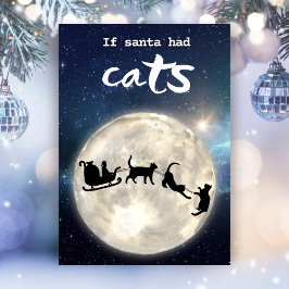 Tarjeta Festiva Gracioso gato negro Navidades de Santa