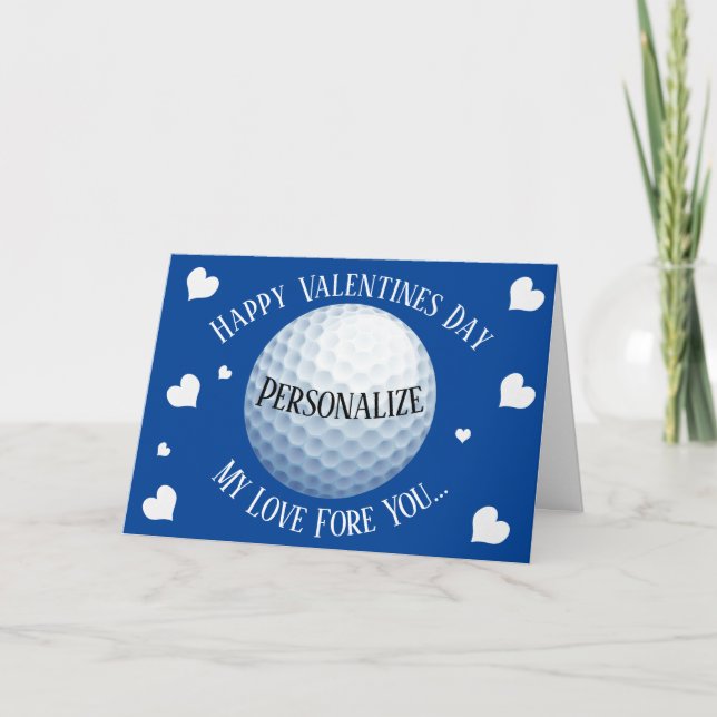 Tarjeta Festiva Gracioso Golf My Love Fore You Valentine (Anverso)