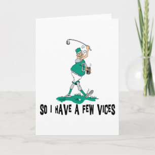 Tarjeta Festiva Gracioso Golfer Con Votos