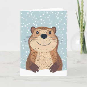 Tarjeta Festiva Gracioso Invierno de Groundhog
