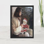 Tarjeta Festiva Gracioso Jesús y Santa<br><div class="desc">Divertidos Navidades de Santa y Jesús para ateos que ofenderán a los cristianos con sus graciosas imágenes de Jesús y Santa y su lema.</div>