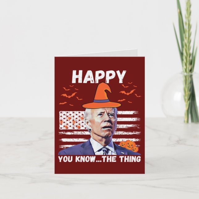 Tarjeta Festiva Gracioso Joe Biden Feliz De Saber Lo De Halloween (Anverso)