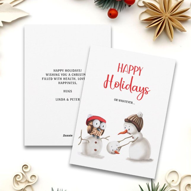 Tarjeta Festiva Gracioso lechuza snowman Feliz feriado (Subido por el creador)