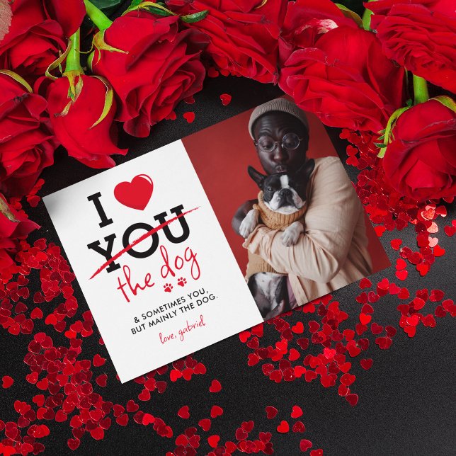 Tarjeta Festiva Gracioso Me Encanta El Día de San Valentín Perro (Subido por el creador)
