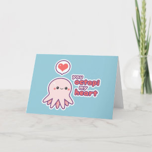 Tarjeta Festiva Gracioso Octopus Valentine