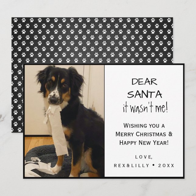Tarjeta Festiva Gracioso perro de impresión de hojas de Mascota en (Anverso / Reverso)