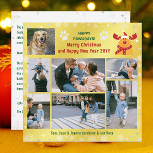 Tarjeta Festiva Gracioso perro Rudolph Felices Pawlidays Golden 7 