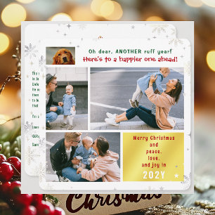 Tarjeta Festiva Gracioso Perro Ruff Year Peace Love Joy 4 Fotos Mo