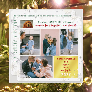 Tarjeta Festiva Gracioso Perro Ruff Year Peace Love Joy Cuta 5 Fot