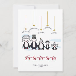 Tarjeta Festiva Gracioso pingüino lindo dibujando simples Navidade