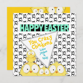Tarjeta Festiva Gracioso Quirky "Feliz Pascua, Chicas Locas" |