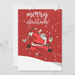 Tarjeta Festiva Gracioso regalo de golf de Santa Claus para Feliz 