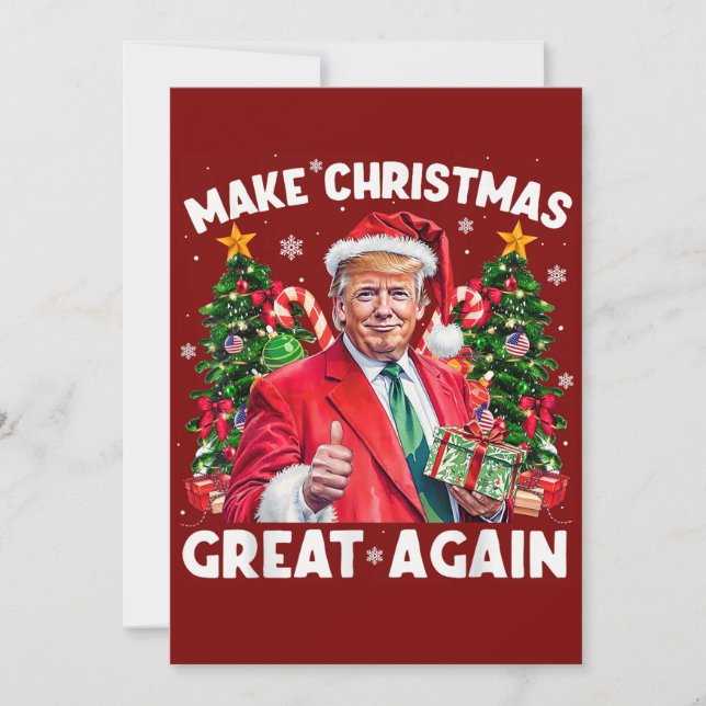 Tarjeta Festiva Gracioso regalo de Santa Trump | Navidades de Trum (Anverso)