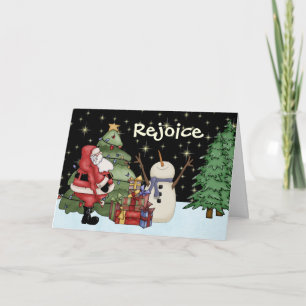 Tarjeta Festiva Gracioso regocijo con los Navidades de Snowman, Sa