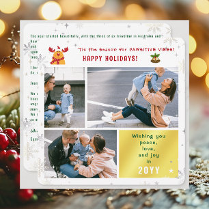 Tarjeta Festiva Gracioso Rudolph Peace Love Joy Cute Elegante 3 Fo