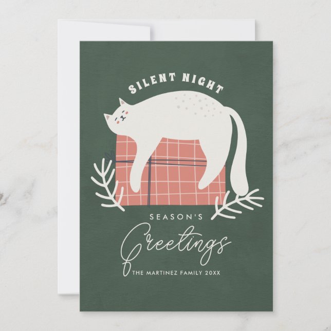 Tarjeta Festiva Gracioso saludo de temporada de gatos (Anverso)