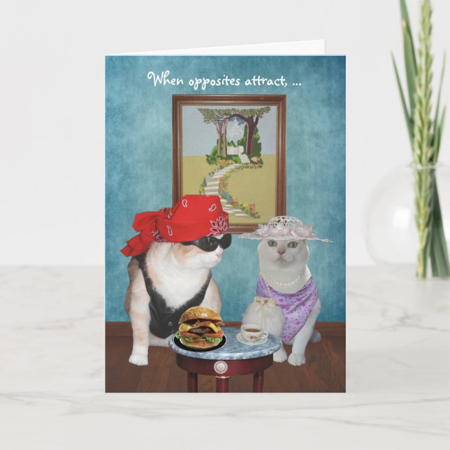 Tarjeta Festiva Gracioso San Valentín/aniversario de gatos/gatitos (Anverso)