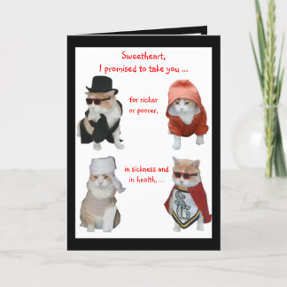 Tarjeta Festiva Gracioso San Valentín de gatos/aniversario