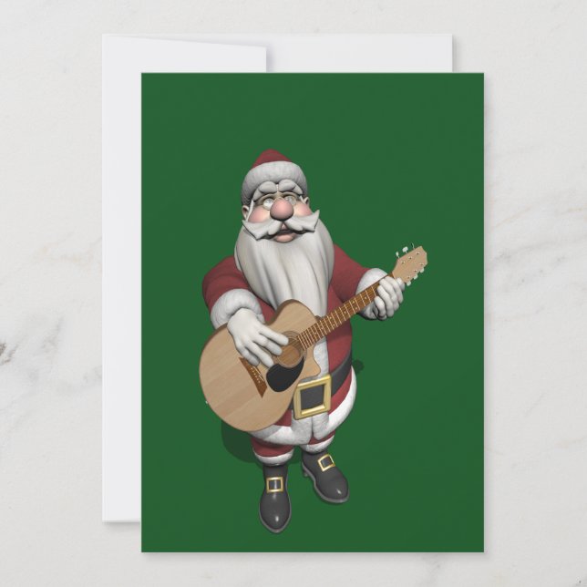 Tarjeta Festiva Gracioso Santa Claus toca guitarra acústica (Anverso)