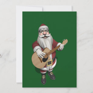 Tarjeta Festiva Gracioso Santa Claus toca guitarra acústica