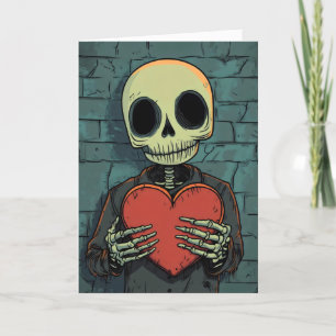 Tarjeta Festiva Gracioso Skeleton Heart Love