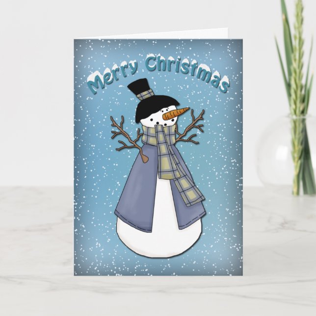 Tarjeta Festiva Gracioso Snowman (Anverso)