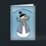 Tarjeta Festiva Gracioso Snowman<br><div class="desc">Este divertido y caprichoso diseño con un lindo muñeco de nieve es un gran diseño para sus saludos de vacaciones :) Su familia y amigos disfrutarán de este hermoso dibujo. Si desea cambiar el color del texto o el tipo de letra o puede agregar una imagen al interior o al...</div>