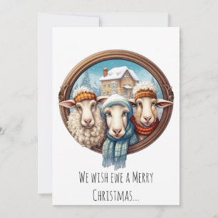 Tarjeta Festiva Gracioso Trío de Ovejas