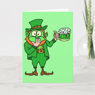 Tarjeta Festiva Gracioso "Vamos Verde" Leprechaun Beer