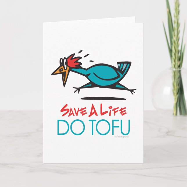 Tarjeta Festiva Gracioso vegetariano, Vegan DO TOFU (Anverso)