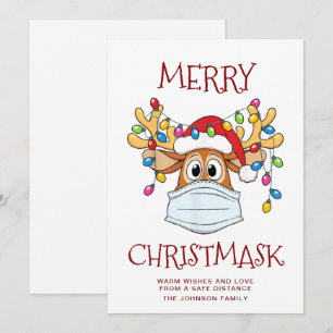 Tarjeta Festiva Gracioso y simple saludo de reno de merry Christ-M