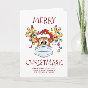Tarjeta Festiva Gracioso y simple saludo de reno de merry Christ-M