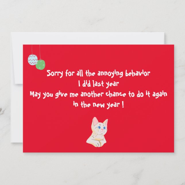 Tarjeta Festiva Graciosos deseos de un gato lindo para el año nuev (Anverso)