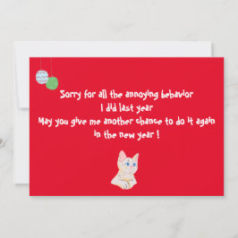 Tarjeta Festiva Graciosos deseos de un gato lindo para el año nuev