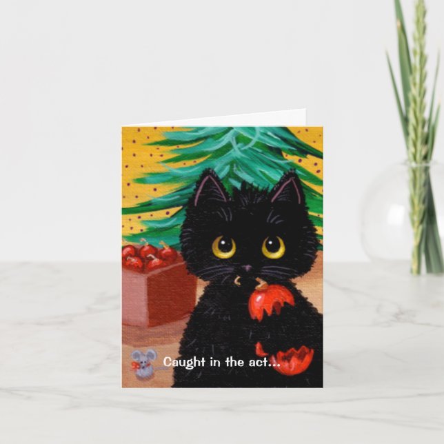 Tarjeta Festiva Graciosos gatos Navidades arte Personalizado Creac (Anverso)