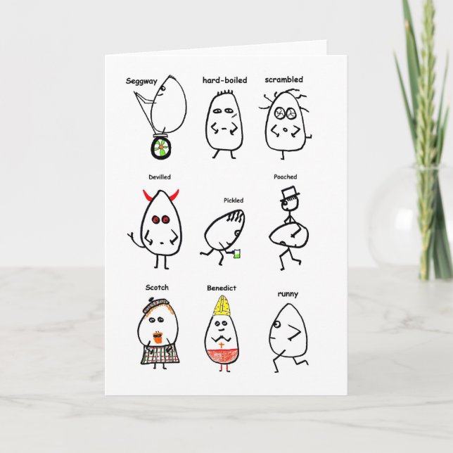 Tarjeta Festiva Graciosos Huevos (Anverso)