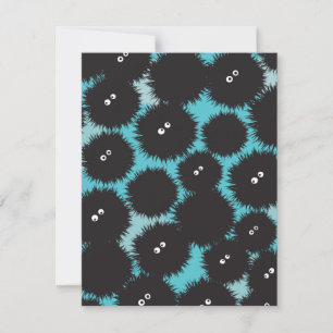 Tarjeta Festiva Graciosos monstruos esponjosos negros