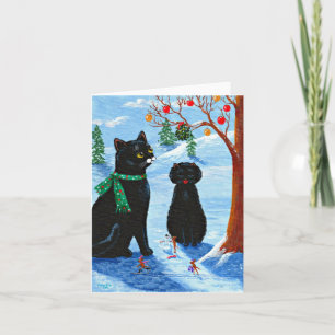 Tarjeta Festiva Graciosos Navidades Cat Mouse Creationarts