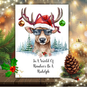 Tarjeta Festiva Graciosos Navidades de renos de Rudolph
