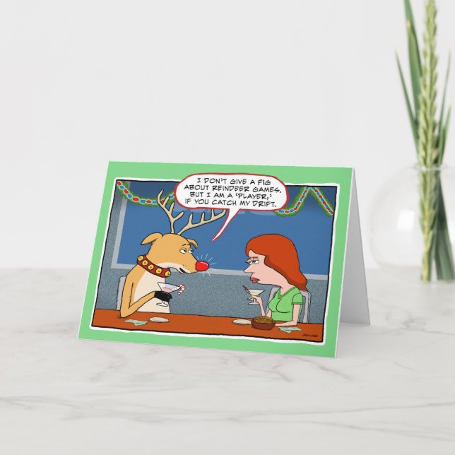 Tarjeta Festiva Graciosos Navidades de renos ebrios (Anverso)
