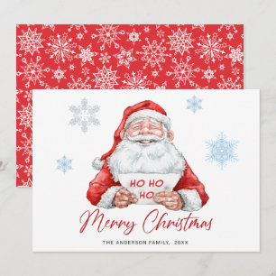 Tarjeta Festiva Graciosos Navidades de Santa Claus saludando