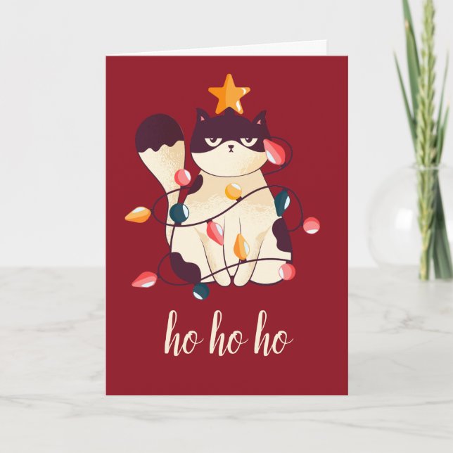 Tarjeta Festiva Graciosos Navidades gatos sarcásticos (Anverso)